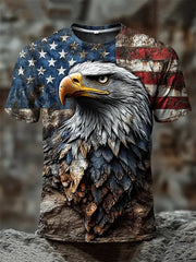 Men's American Flag Eagle Print Casual T-Shirt