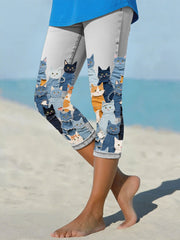 Women's denim cat cropped leggings gracestitchs
