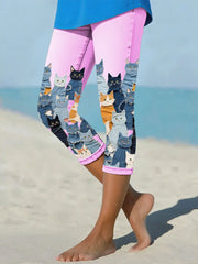 Women's denim cat cropped leggings