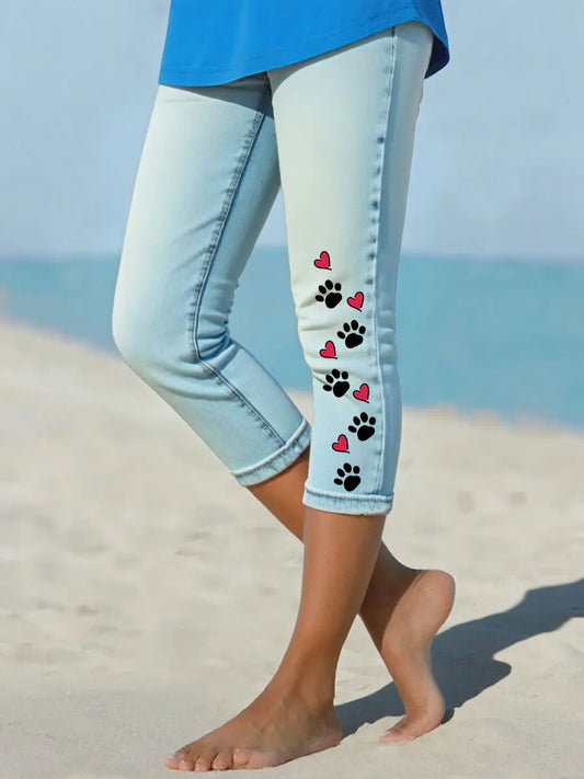 Women's Denim Paw Cropped leggings