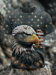 Men's Vintage Bald Eagle Print Casual Tee