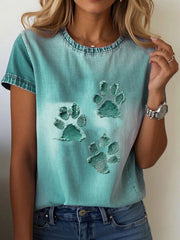 Women's Denim Paw T-shirt