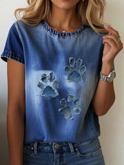 Women's Denim Paw T-shirt