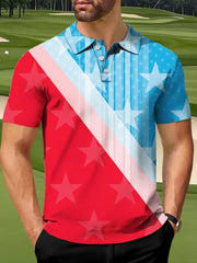 Men's 4th of July USA Flag Print Golf Shirt