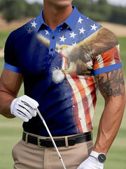 Men's 4th of July USA Flag Print Golf Shirt