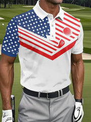 Men's 4th of July USA Flag Print Golf Shirt