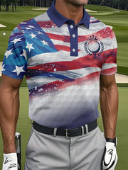 Men's 4th of July USA Flag Print Golf Shirt
