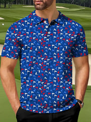 Men's 4th of July USA Flag Print Golf Shirt
