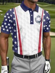 Men's 4th of July USA Flag Print Golf Shirt