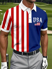 Men's 4th of July USA Flag Print Golf Shirt