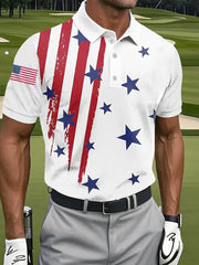Men's 4th of July USA Flag Print Golf Shirt