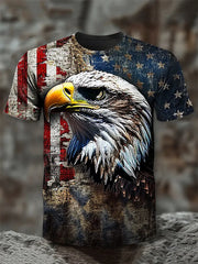 Men's American Flag Eagle Print Casual T-Shirt