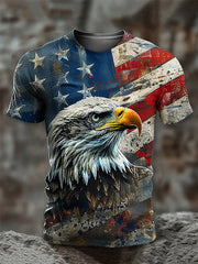 Men's American Flag Eagle Print Casual T-Shirt