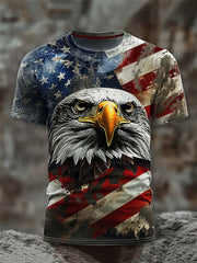 Men's American Flag Eagle Print Casual T-Shirt
