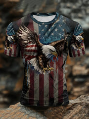 Men's American Flag Eagle Print Casual T-Shirt