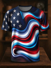 Men's Independence Day Flag Print short sleeve T-shirt