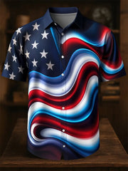 Men's Independence Day Flag Print short sleeve Shirt