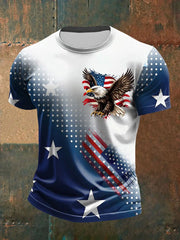 Men's American Flag Eagle Print Casual T-Shirt
