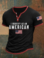 Men's I Identify As An American Casual Buttons Tee