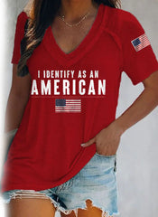 Women's I Identify As An American Casual V-Neck Tee