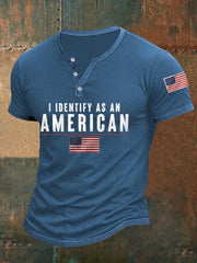 Men's I Identify As An American Casual Buttons Tee