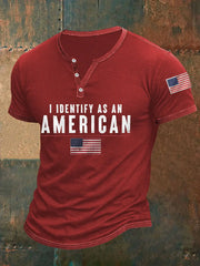 Men's I Identify As An American Casual Buttons Tee