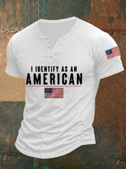 Men's I Identify As An American Casual Buttons Tee