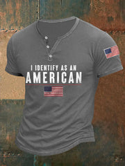 Men's I Identify As An American Casual Buttons Tee