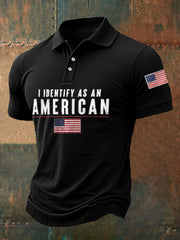 Men's I Identify As An American USA Flag Casual Top