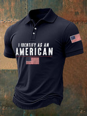 Men's I Identify As An American USA Flag Casual Top
