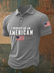 Men's I Identify As An American USA Flag Casual Top