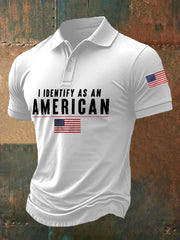 Men's I Identify As An American USA Flag Casual Top