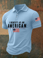 Men's I Identify As An American USA Flag Casual Top