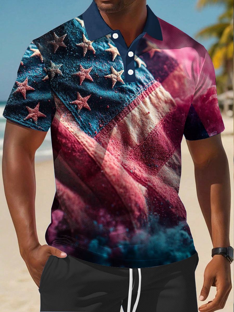 Men's Independence Day Flag Short Sleeve Shirt gracestitchs