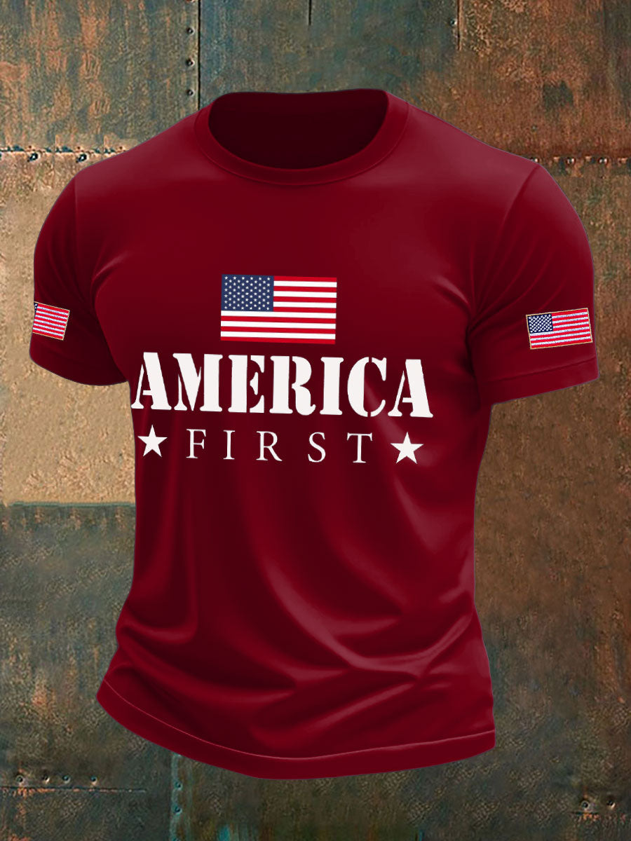 Men's Ameirica First Printed T-shirt gracestitchs