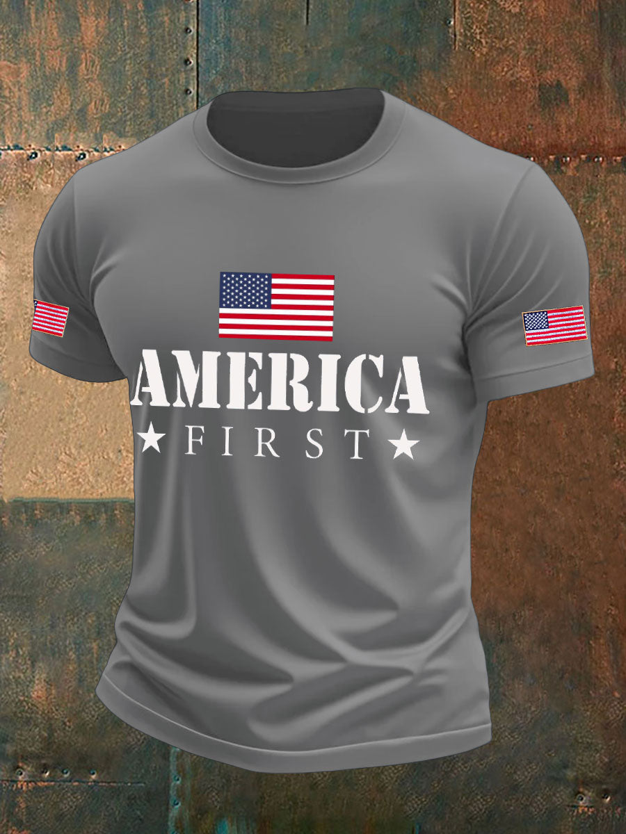 Men's Ameirica First Printed T-shirt gracestitchs