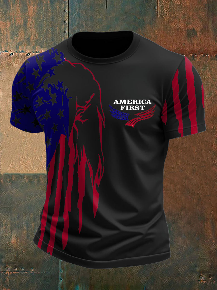 Men's Ameirica First Printed T-shirt gracestitchs