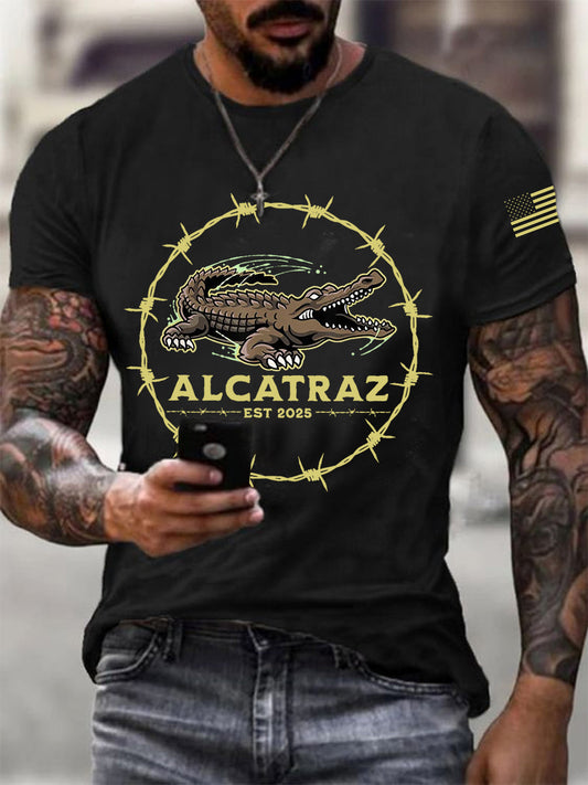 Men's Alligator Alcatraz Funny Florida Everglades Dark Humor Tee gracestitchs