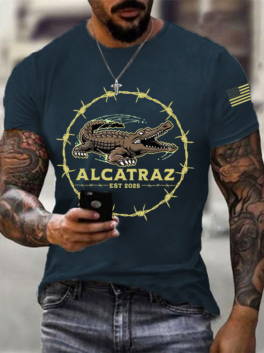 Men's Alligator Alcatraz Funny Florida Everglades Dark Humor Tee gracestitchs
