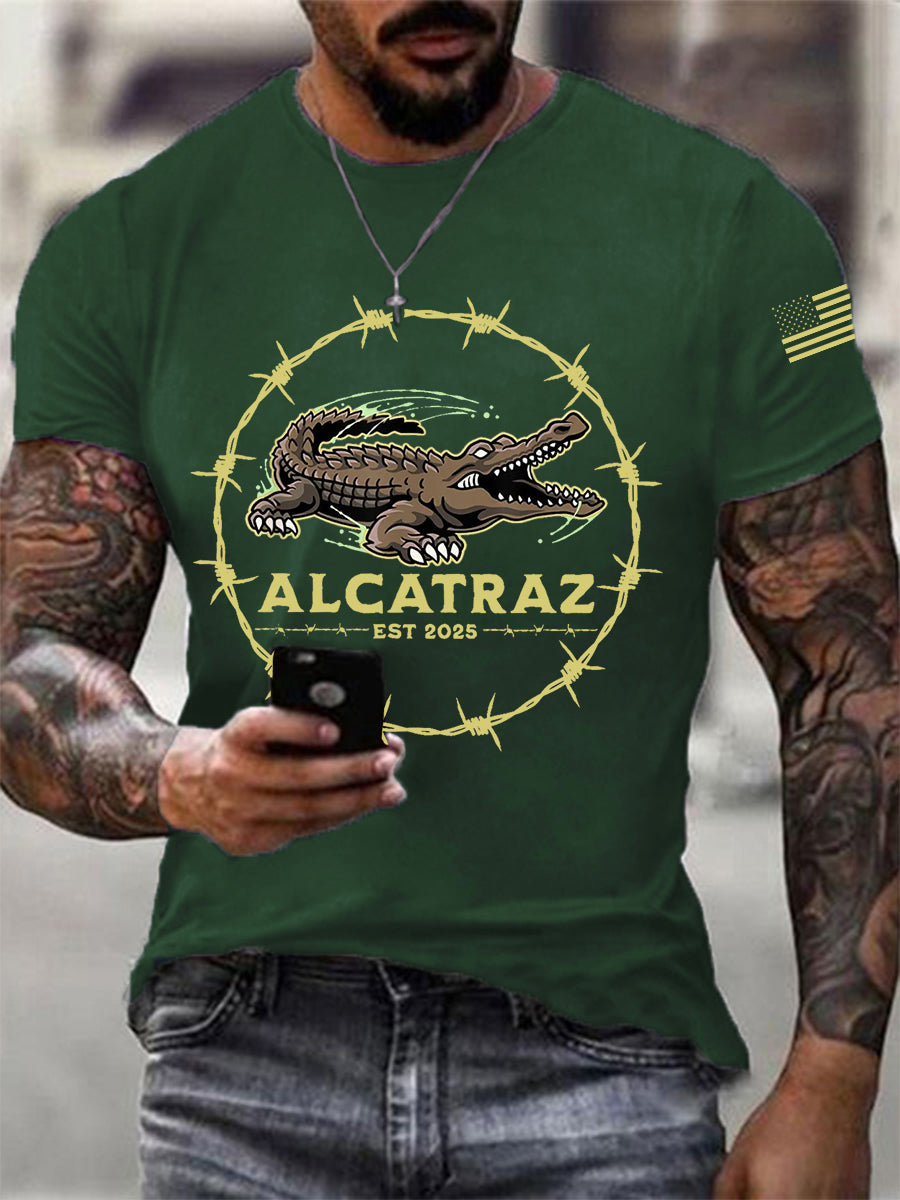 Men's Alligator Alcatraz Funny Florida Everglades Dark Humor Tee gracestitchs
