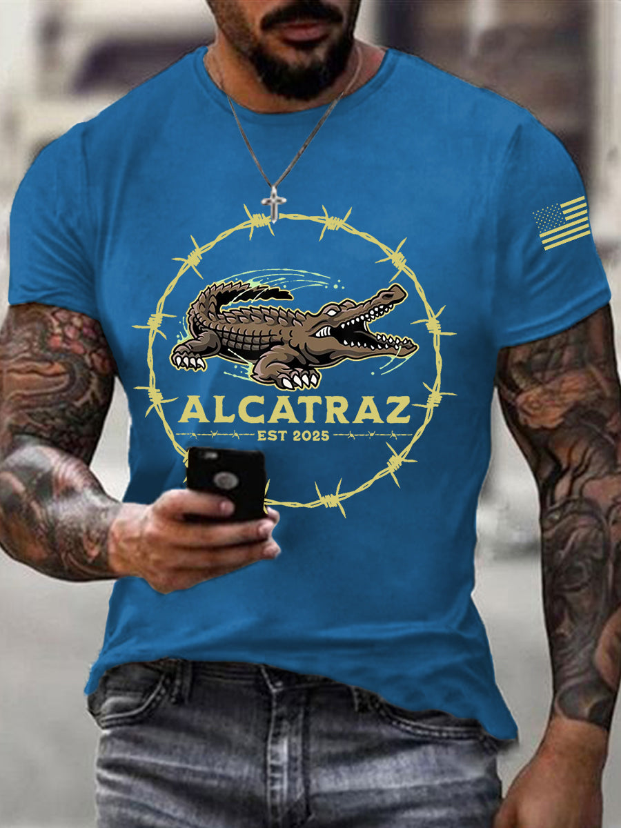 Men's Alligator Alcatraz Funny Florida Everglades Dark Humor Tee gracestitchs