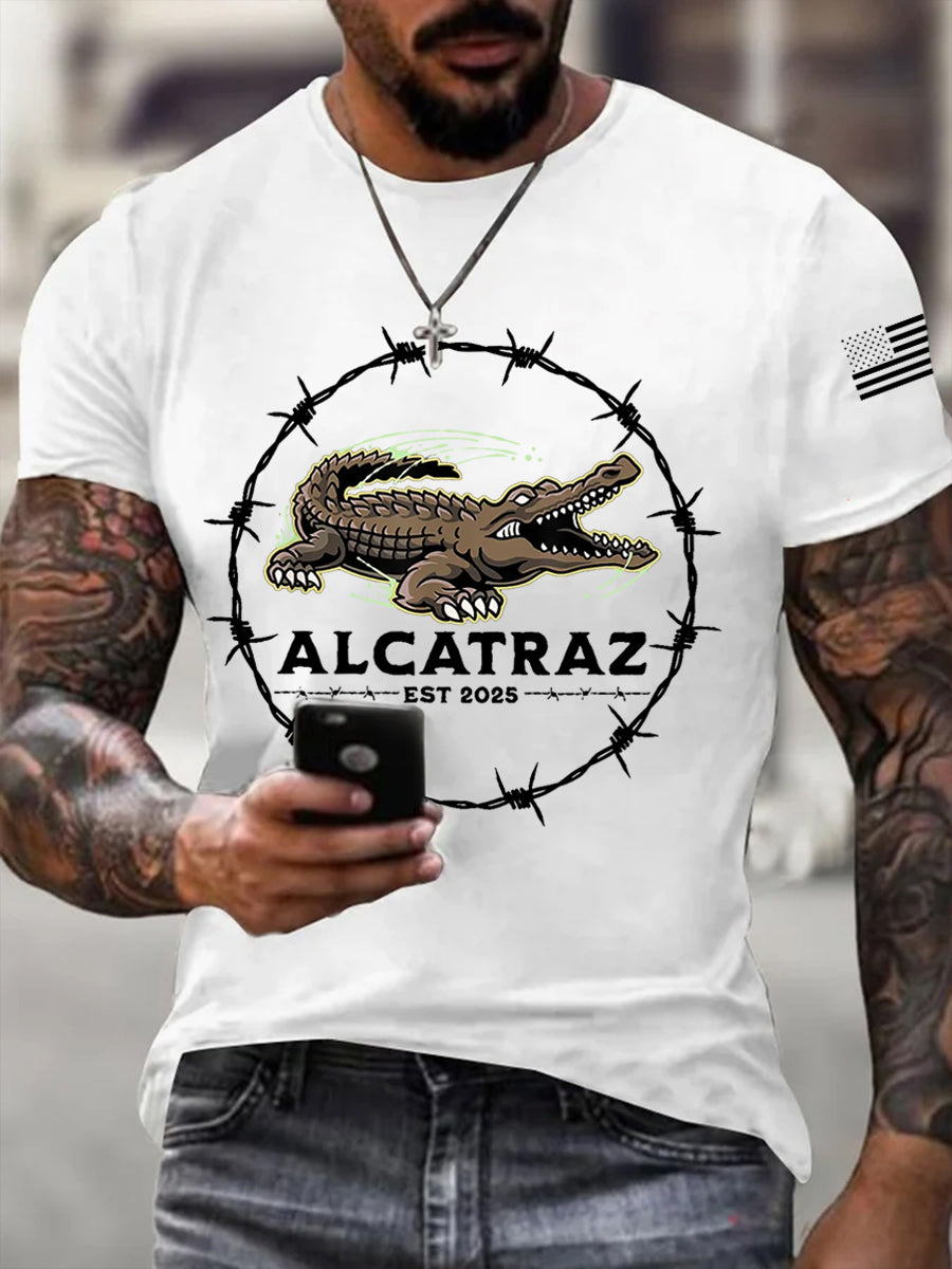 Men's Alligator Alcatraz Funny Florida Everglades Dark Humor Tee gracestitchs