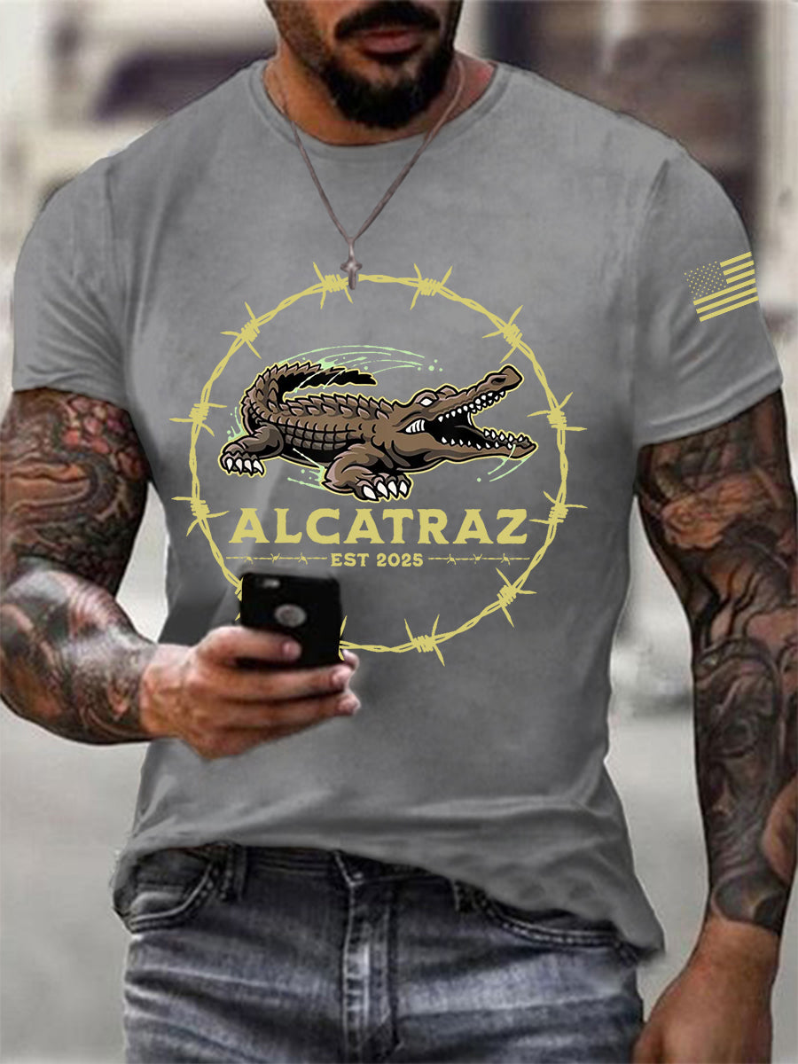 Men's Alligator Alcatraz Funny Florida Everglades Dark Humor Tee gracestitchs