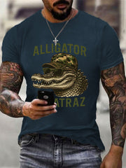 Men's Retro Alligator Alcatraz Funny Florida Everglades Dark Humor Tee