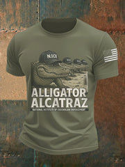 Men's Retro Alligator Alcatraz Funny Florida Everglades Dark Humor Tee gracestitchs