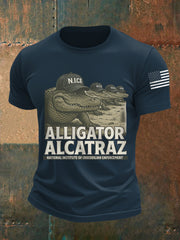 Men's Retro Alligator Alcatraz Funny Florida Everglades Dark Humor Tee gracestitchs