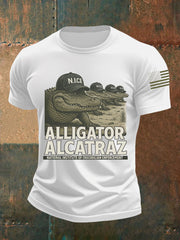 Men's Retro Alligator Alcatraz Funny Florida Everglades Dark Humor Tee gracestitchs