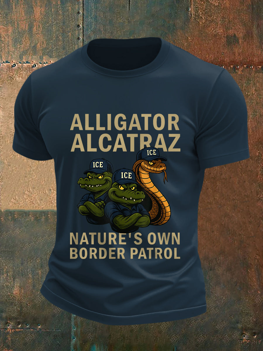 Men's Retro Alligator Alcatraz Funny Florida Everglades Dark Humor Tee gracestitchs