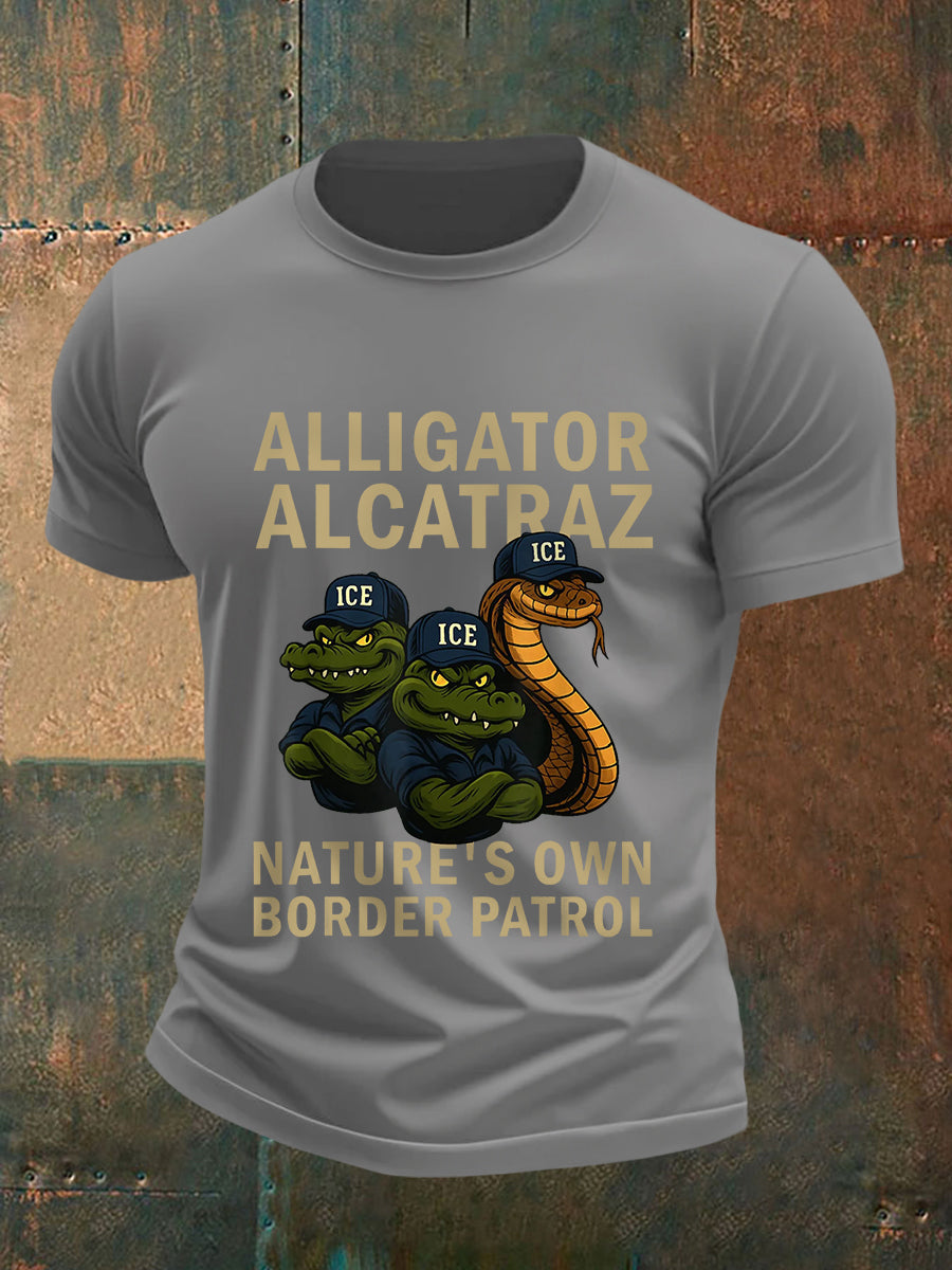 Men's Retro Alligator Alcatraz Funny Florida Everglades Dark Humor Tee gracestitchs