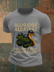 Men's Retro Alligator Alcatraz Funny Florida Everglades Dark Humor Tee gracestitchs